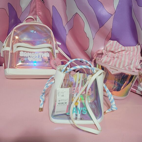 Purse Lot Samantha Vega Japan Holographic Purse Used Y2K Pink Handbag Crossbody - Picture 11 of 16